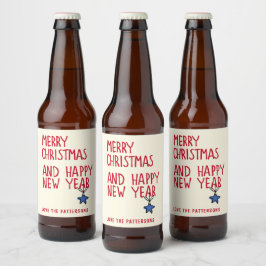 Frohe Weihnachten Einfache moderne Typografie Bierflaschenetikett