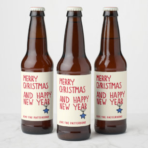 Frohe Weihnachten Einfache moderne Typografie Bierflaschenetikett