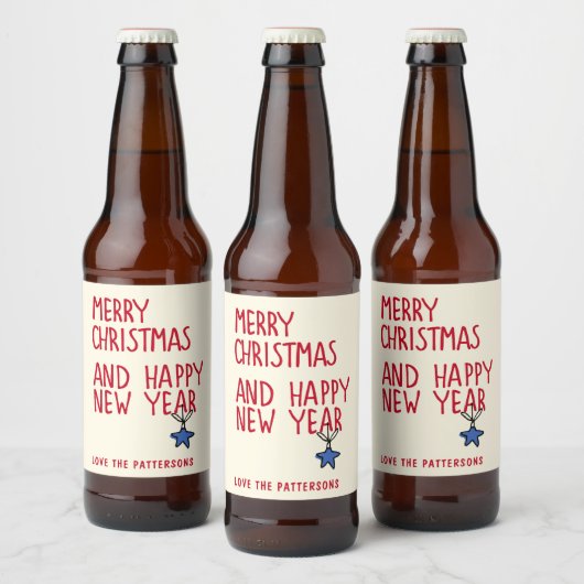 Frohe Weihnachten Einfache moderne Typografie Bierflaschenetikett (Flaschen)