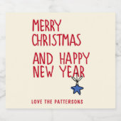 Frohe Weihnachten Einfache moderne Typografie Bierflaschenetikett (Einzelnes Label)