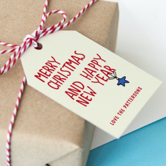 Frohe Weihnachten Einfache moderne Typografie Geschenkanhänger