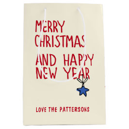 Frohe Weihnachten Einfache moderne Typografie Mittlere Geschenktüte