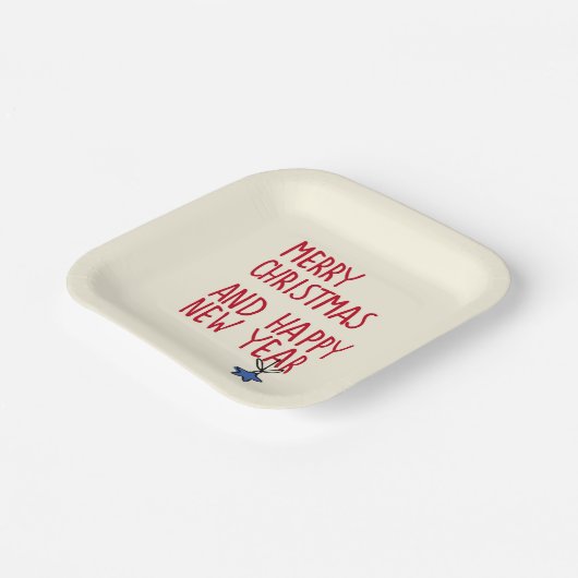 Frohe Weihnachten Einfache moderne Typografie Pappteller (Gewinkelt)