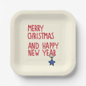 Frohe Weihnachten Einfache moderne Typografie Pappteller (Vorderseite)