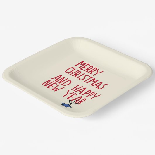 Frohe Weihnachten Einfache moderne Typografie Pappteller (Gewinkelt)