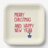 Frohe Weihnachten Einfache moderne Typografie Pappteller (Vorderseite)