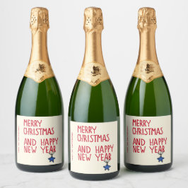 Frohe Weihnachten Einfache moderne Typografie Schaumweinetikett