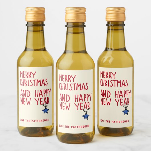 Frohe Weihnachten Einfache moderne Typografie Weinetikett (Flaschen)