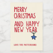 Frohe Weihnachten Einfache moderne Typografie Weinetikett (Einzelnes Label)