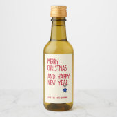 Frohe Weihnachten Einfache moderne Typografie Weinetikett (Vorderseite)
