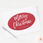 Frohe Weihnachten einfache Red Oval Stickers (Umschlag)