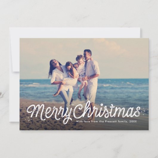 Frohe Weihnachten einfache Retro-Skript ein Foto (Vorderseite)