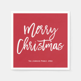 Frohe Weihnachten einfache rot-weiße Napkins Serviette