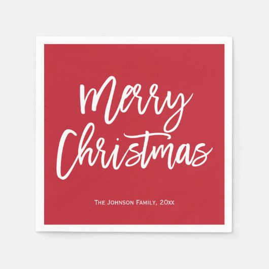 Frohe Weihnachten einfache rot-weiße Napkins Serviette (Vorderseite)