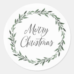 Frohe Weihnachten Einfache rustikale Wasserfarbenw Runder Aufkleber