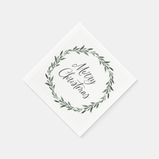 Frohe Weihnachten Einfache rustikale Wasserfarbenw Serviette (Ecke)