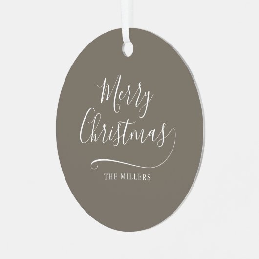 Frohe Weihnachten Einfache Skripte Ornament Aus Metall (Vorderseite links)