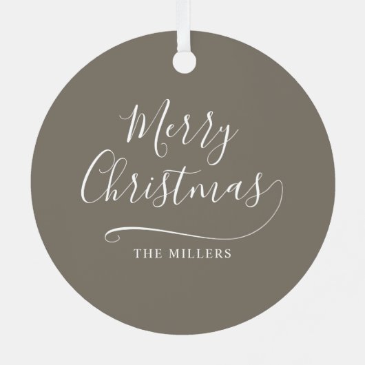 Frohe Weihnachten Einfache Skripte Ornament Aus Metall (Rückseite)