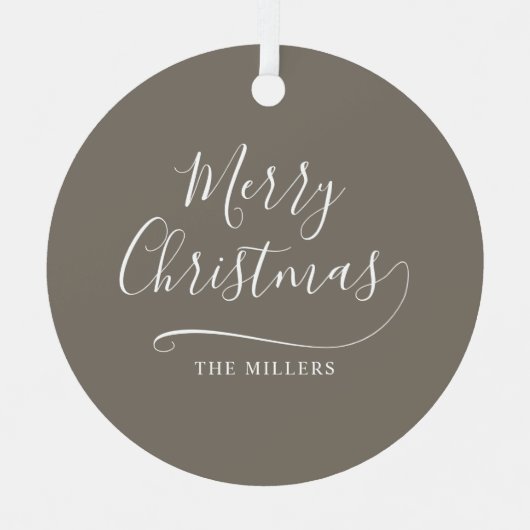 Frohe Weihnachten Einfache Skripte Ornament Aus Metall (Vorderseite)