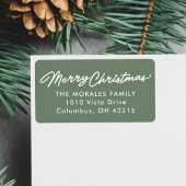 Frohe Weihnachten einfache Skriptgrün-Rücksendeadr Adressaufkleber