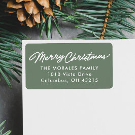 Frohe Weihnachten einfache Skriptgrün-Rücksendeadr Adressaufkleber