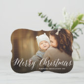 Frohe Weihnachten Einfache White Script Modernes F (Stehend Vorderseite)