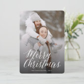 Frohe Weihnachten Einfache White Script Modernes F (Stehend Vorderseite)