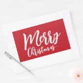 Frohe Weihnachten Einfache White Script Red Rechteckiger Aufkleber (Umschlag)