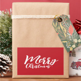 Frohe Weihnachten Einfache White Script Red Rechteckiger Aufkleber