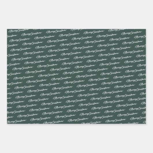 Frohe Weihnachten einfachen klassischen dunkelgrün Geschenkpapier Set (Vorderseite)