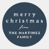 Frohe Weihnachten einfachen rustikalen marineblaue Runder Aufkleber (Vorderseite)