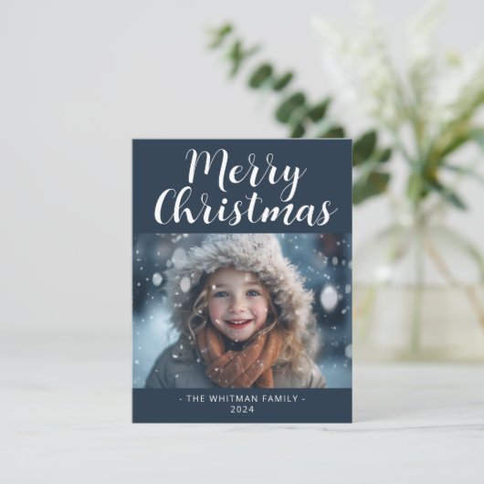 Frohe Weihnachten Einfaches Foto Modernes (Stehend Vorderseite)