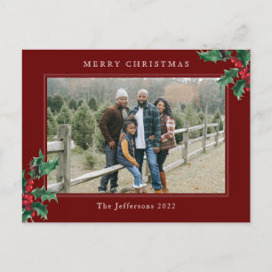 Frohe Weihnachten Einfaches Foto Red Holiday Card