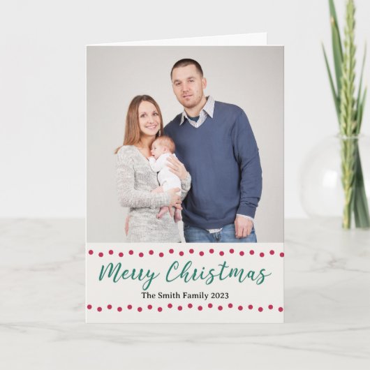 Frohe Weihnachten Einfaches Foto Rot und Grün (Vorderseite)