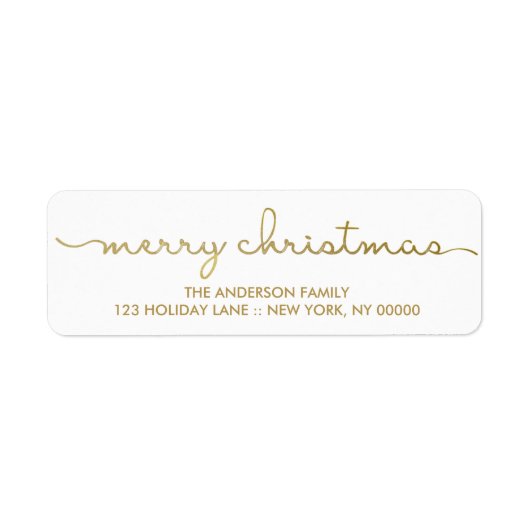 Frohe Weihnachten einfaches Gold Hand Letter Label (Vorne)