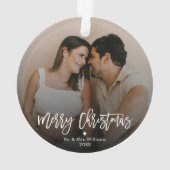 Frohe Weihnachten Einfaches Minimalistisches Coupl Ornament (Rückseite)