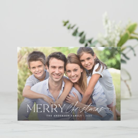 Frohe Weihnachten Einfaches Script-Foto (Stehend Vorderseite)