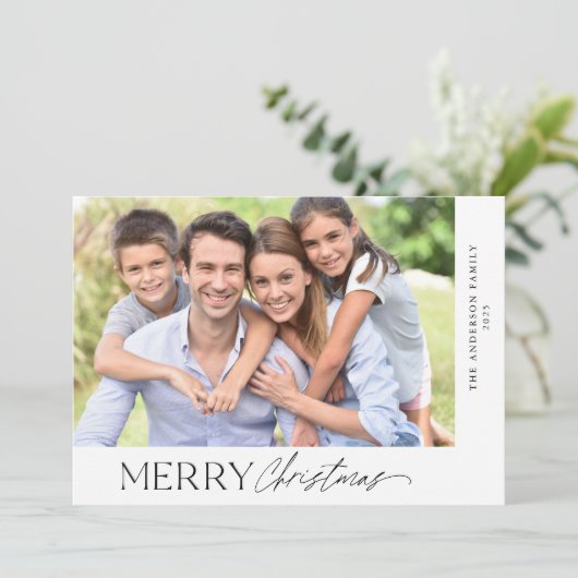 Frohe Weihnachten Einfaches Script-Foto (Stehend Vorderseite)