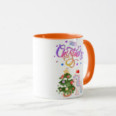 Frohe Weihnachten Einhorn farbenfrohe Tasse (VorderseiteRechts)
