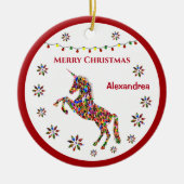 Frohe Weihnachten Einhorn Glitzer Personalize Keramik Ornament (Vorne)