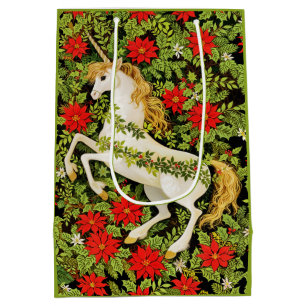 Frohe Weihnachten Einhorn Rot Grün Weiß Mittlere Geschenktüte