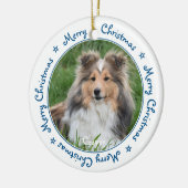 Frohe Weihnachten Einzigartig Trendy Blue Pet Hund Keramik Ornament (Links)