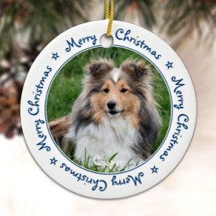 Frohe Weihnachten Einzigartig Trendy Blue Pet Hund Keramik Ornament