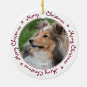 Frohe Weihnachten Einzigartig Trendy Red Pet Dog F Keramik Ornament (Hinten)