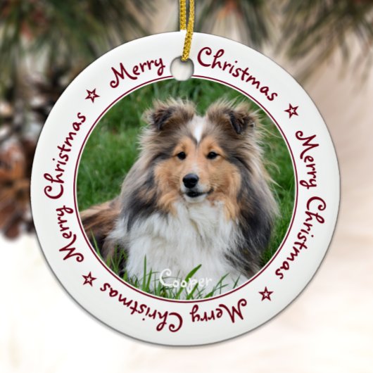 Frohe Weihnachten Einzigartig Trendy Red Pet Dog F Keramik Ornament