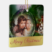 Frohe Weihnachten Einzigartiger Fun Bauble Foto Ra Keramikornament (Rechts)