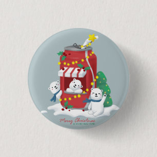 Frohe Weihnachten: Eisbär & Soda Can Button