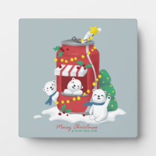 Frohe Weihnachten: Eisbär & Soda Can Fotoplatte