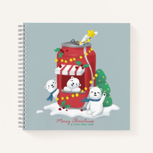 Frohe Weihnachten: Eisbär & Soda Can Notizblock (Vorderseite)
