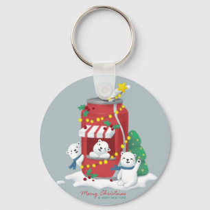 Frohe Weihnachten: Eisbär & Soda Can Schlüsselanhänger